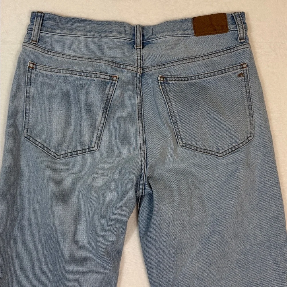 Madewell Light Blue Denim Jeans Low Slung Straight Jean Crossover Waist - Picture 15 of 16